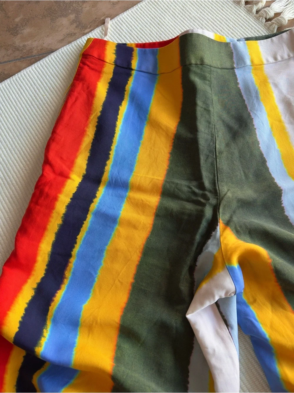 Tory Burch Fiona Wide Leg Pants Striped Multicolor High Rise